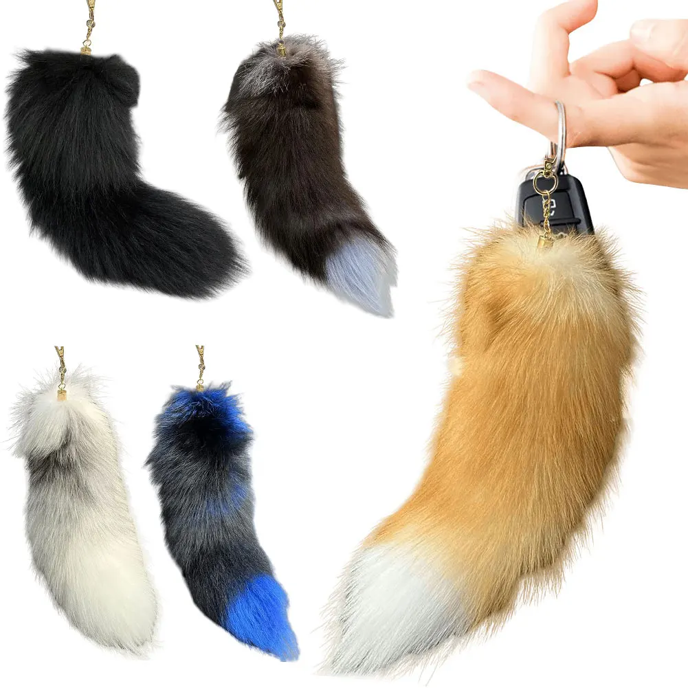 Huge Fluffy Faux Fur Fox Tail Keychain Therian Tail Fox Tail Keychain Fur Pendant Key Chain Keychain Pendant Gift for