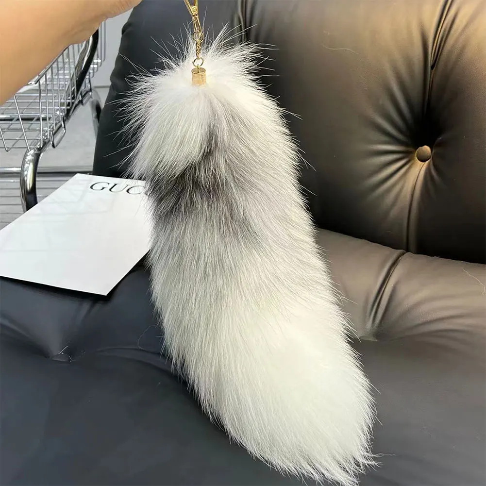 Huge Fluffy Faux Fur Fox Tail Keychain Therian Tail Fox Tail Keychain Fur Pendant Key Chain Keychain Pendant Gift for