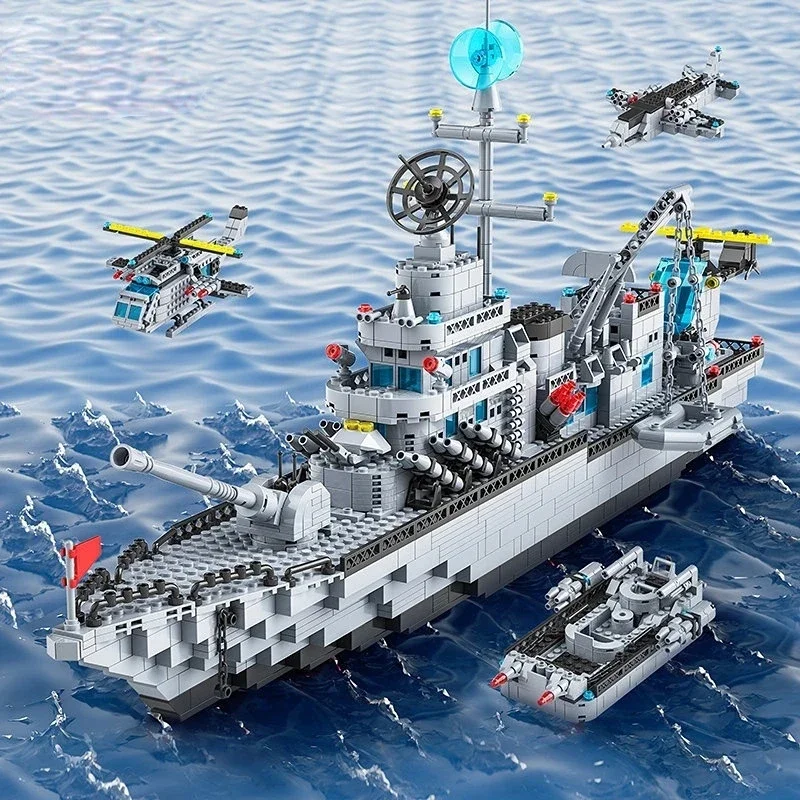 Huge size 1560PCS Navy War Ship Army Ship Model Warship 6 in 1 Multi-Shape Combination Building Blocks To Build