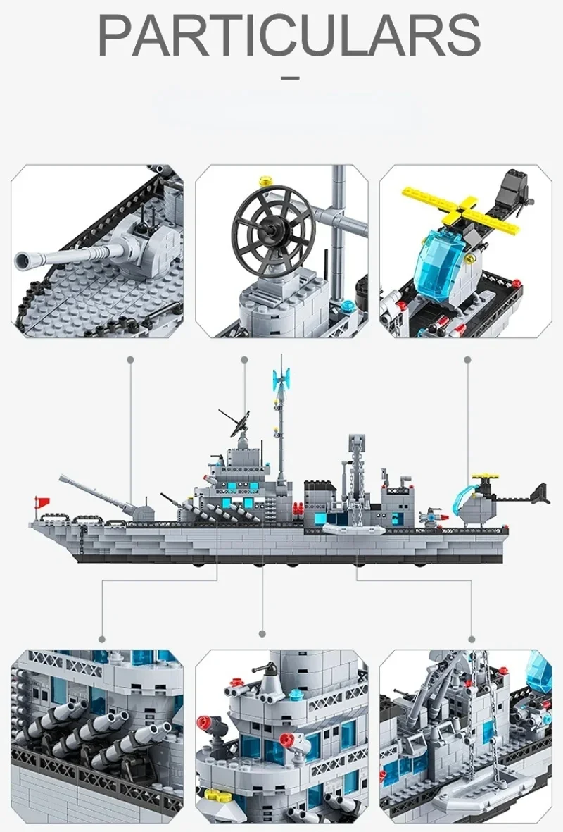 Huge size 1560PCS Navy War Ship Army Ship Model Warship 6 in 1 Multi-Shape Combination Building Blocks To Build