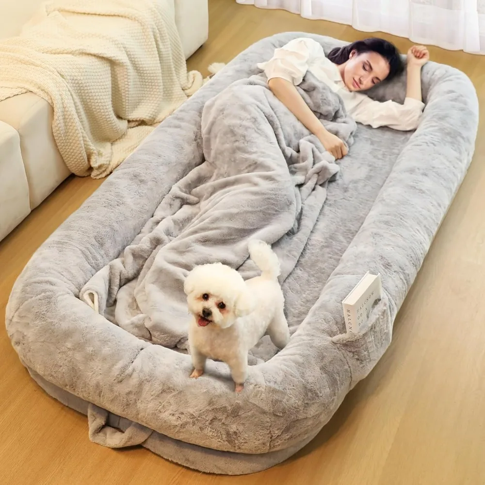 Human Dog Bed for Adults, 71″ Long Human Size Dog Bed, Removable Cover, Washable, Waterproof, Orthopedic Design