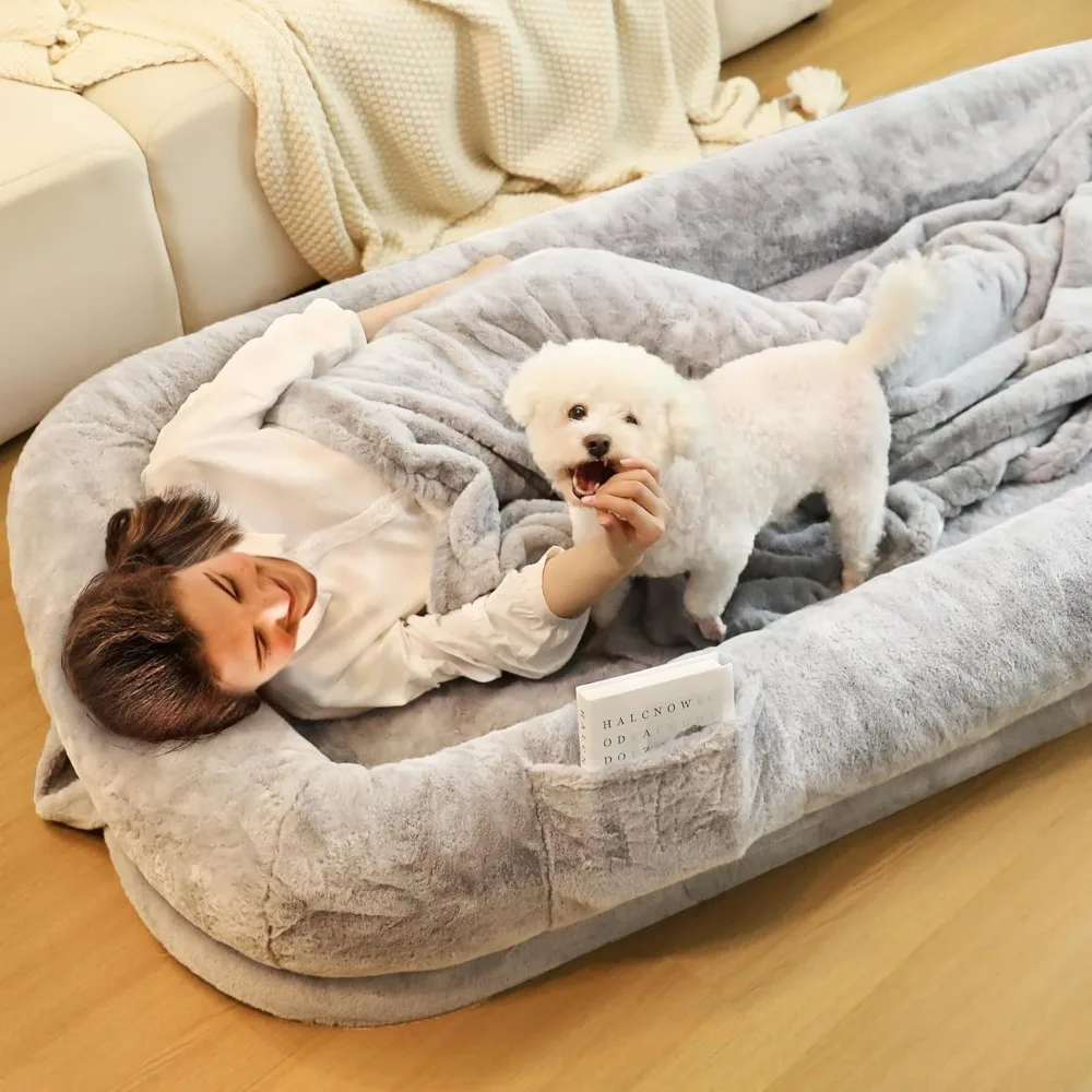 Human Dog Bed for Adults, 71″ Long Human Size Dog Bed, Removable Cover, Washable, Waterproof, Orthopedic Design