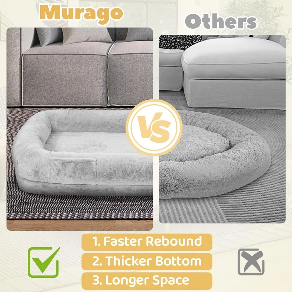 Human Dog Bed for Adults, 71″ Long Human Size Dog Bed, Removable Cover, Washable, Waterproof, Orthopedic Design