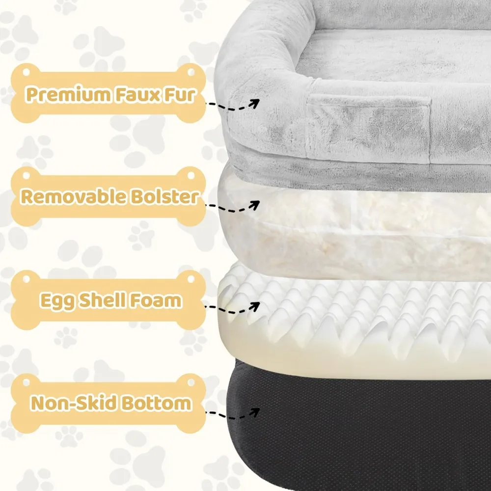Human Dog Bed for Adults, 71″ Long Human Size Dog Bed, Removable Cover, Washable, Waterproof, Orthopedic Design