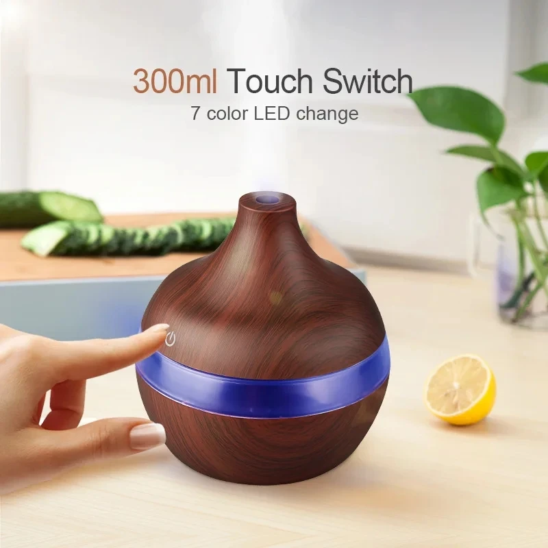 Humidifier Electric Aroma Air Diffuser Wood Ultrasonic Air Humidifier Essential Oil Aromatherapy Cool Mist Maker For