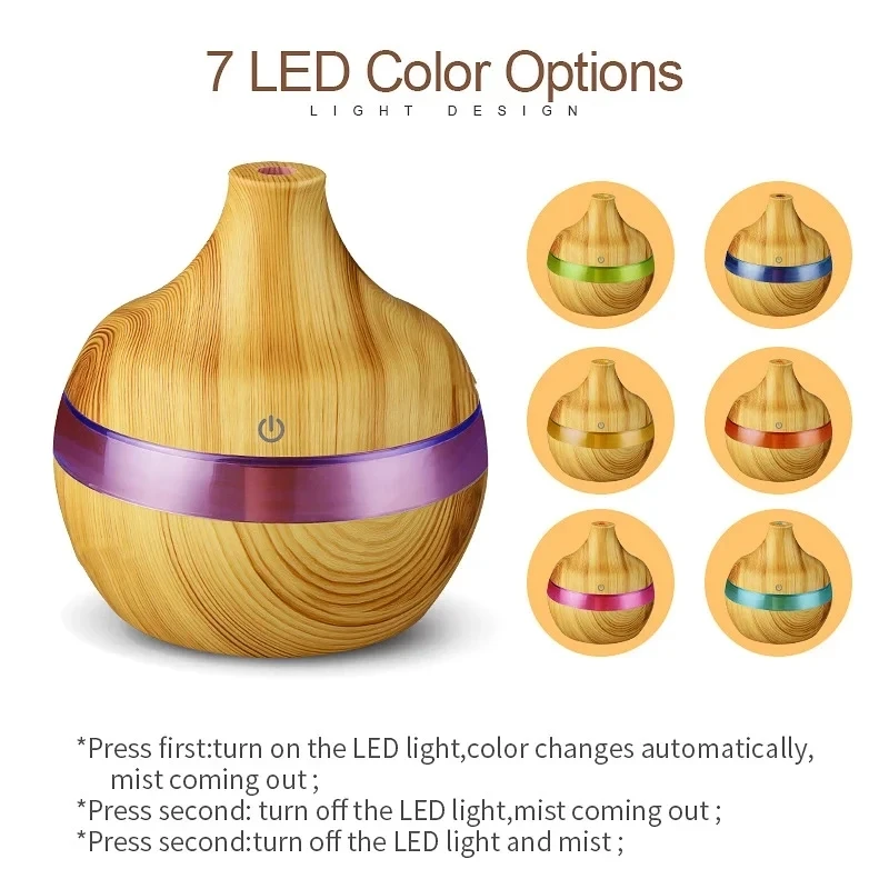 Humidifier Electric Aroma Air Diffuser Wood Ultrasonic Air Humidifier Essential Oil Aromatherapy Cool Mist Maker For