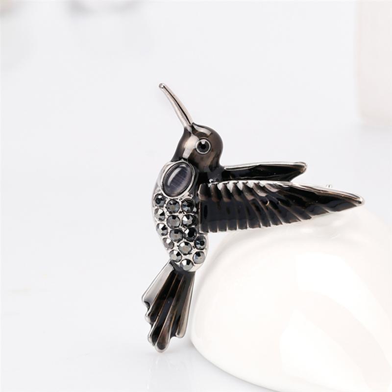 Hummingbird Brooch with Gem Stones (2 pcs)