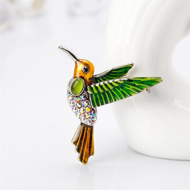 Hummingbird Brooch with Gem Stones (2 pcs)