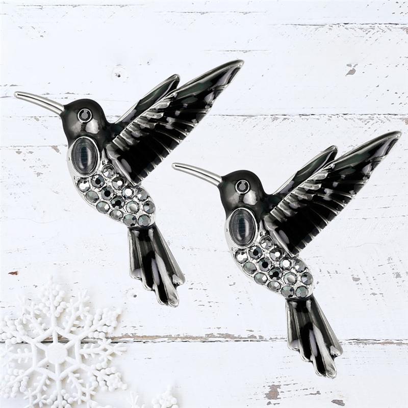 Hummingbird Brooch with Gem Stones (2 pcs)