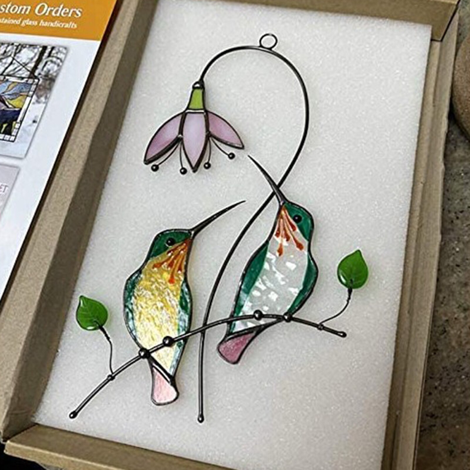 Hummingbird Stained Glass Hanging Decor