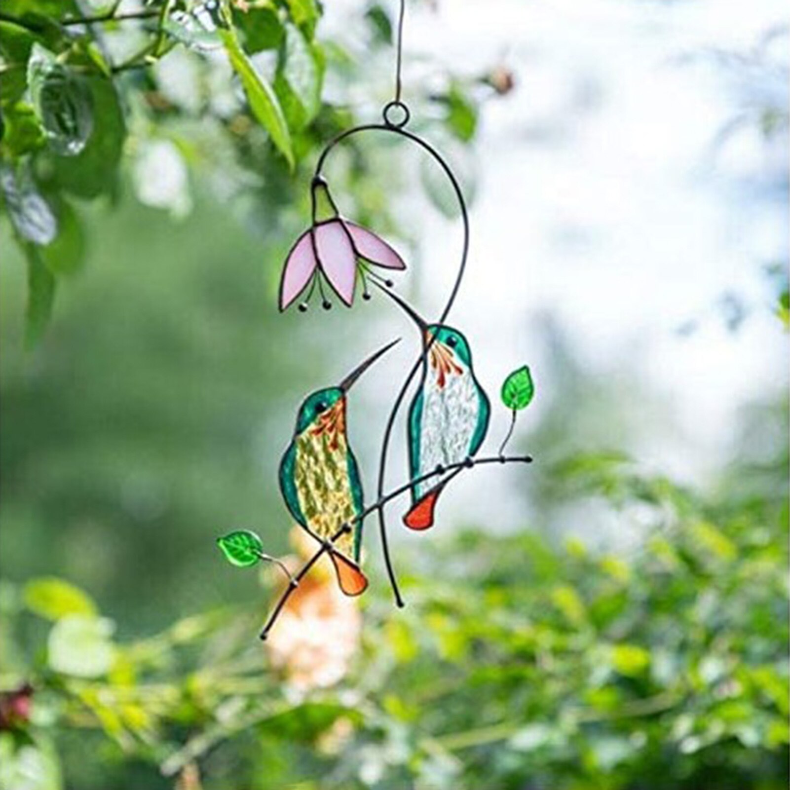 Hummingbird Stained Glass Hanging Decor