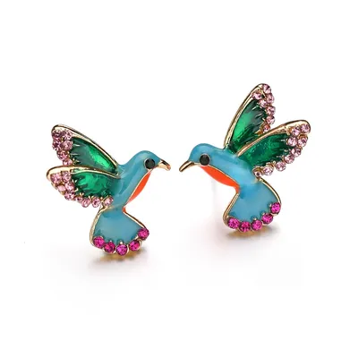 Hummingbird Stud Earrings with Rhinestone