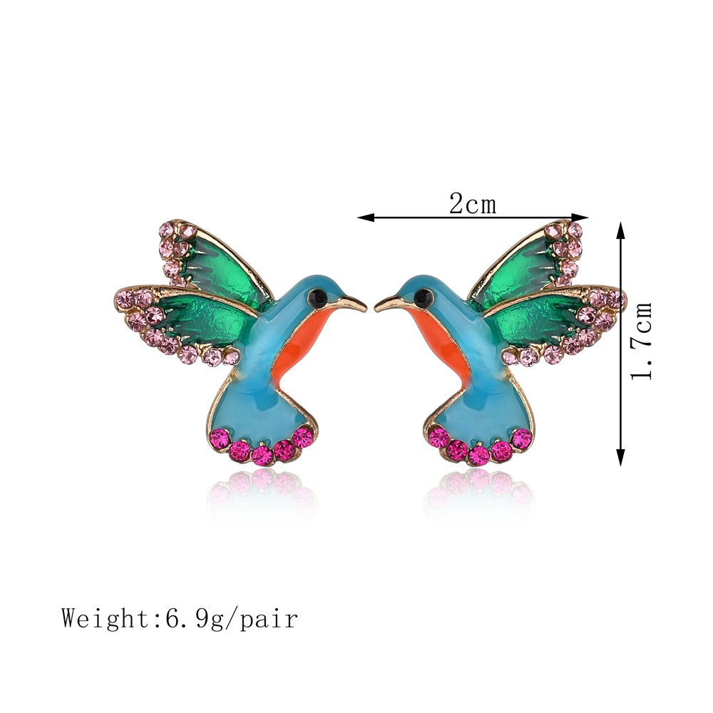 Hummingbird Stud Earrings with Rhinestone