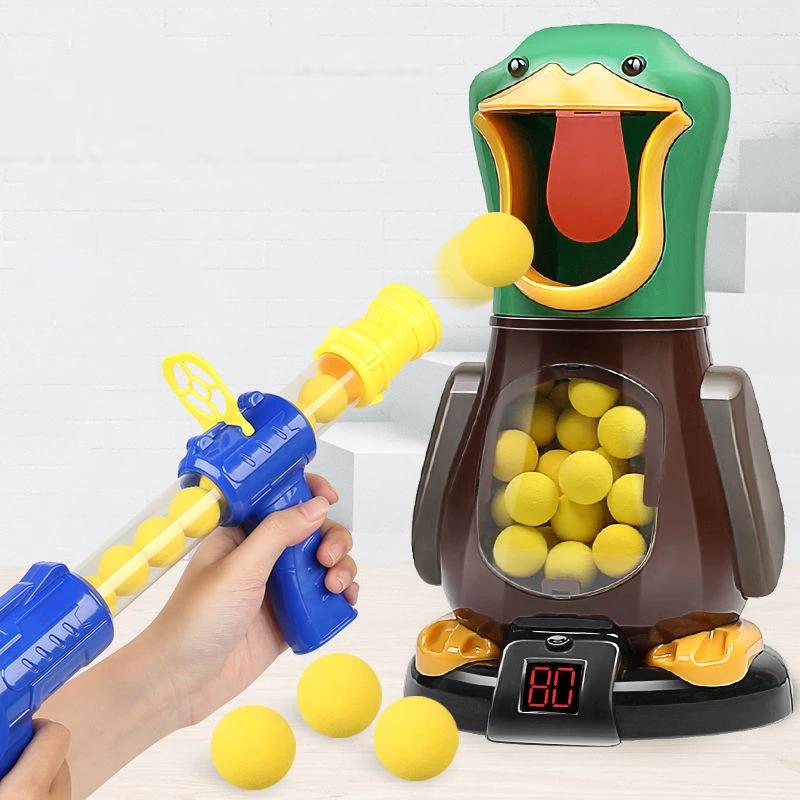 Hungry Shooting Duck Toys Air-powered Gun Soft Bullet Ball With Light Electronic Scoring Battle Games Funny Gun Toy for