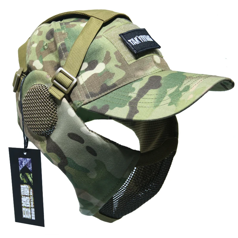 Hunting Foldable Mesh Mask With Ear Protection With Cap for Airsoft Paintball Mask