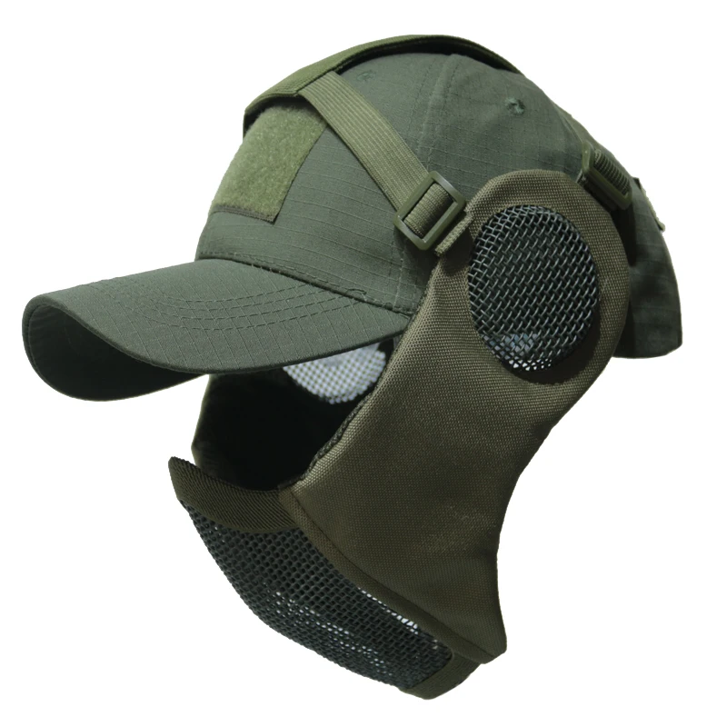 Hunting Foldable Mesh Mask With Ear Protection With Cap for Airsoft Paintball Mask Hunting Foldable Mesh Mask With Ear Protection With Cap for Airsoft Paintball Mask