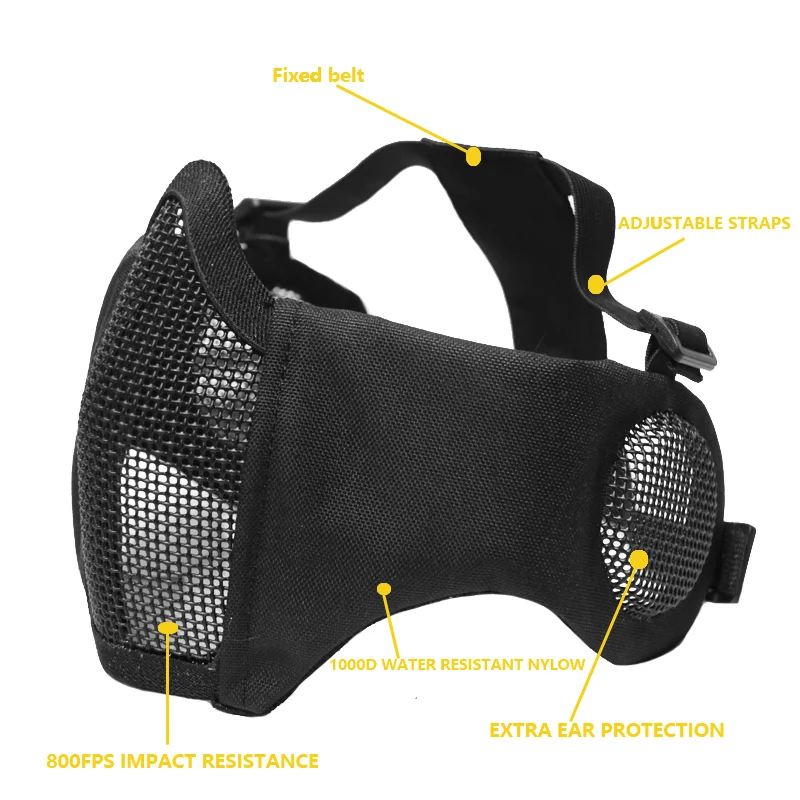 Hunting Foldable Mesh Mask With Ear Protection With Cap for Airsoft Paintball Mask Hunting Foldable Mesh Mask With Ear Protection With Cap for Airsoft Paintball Mask