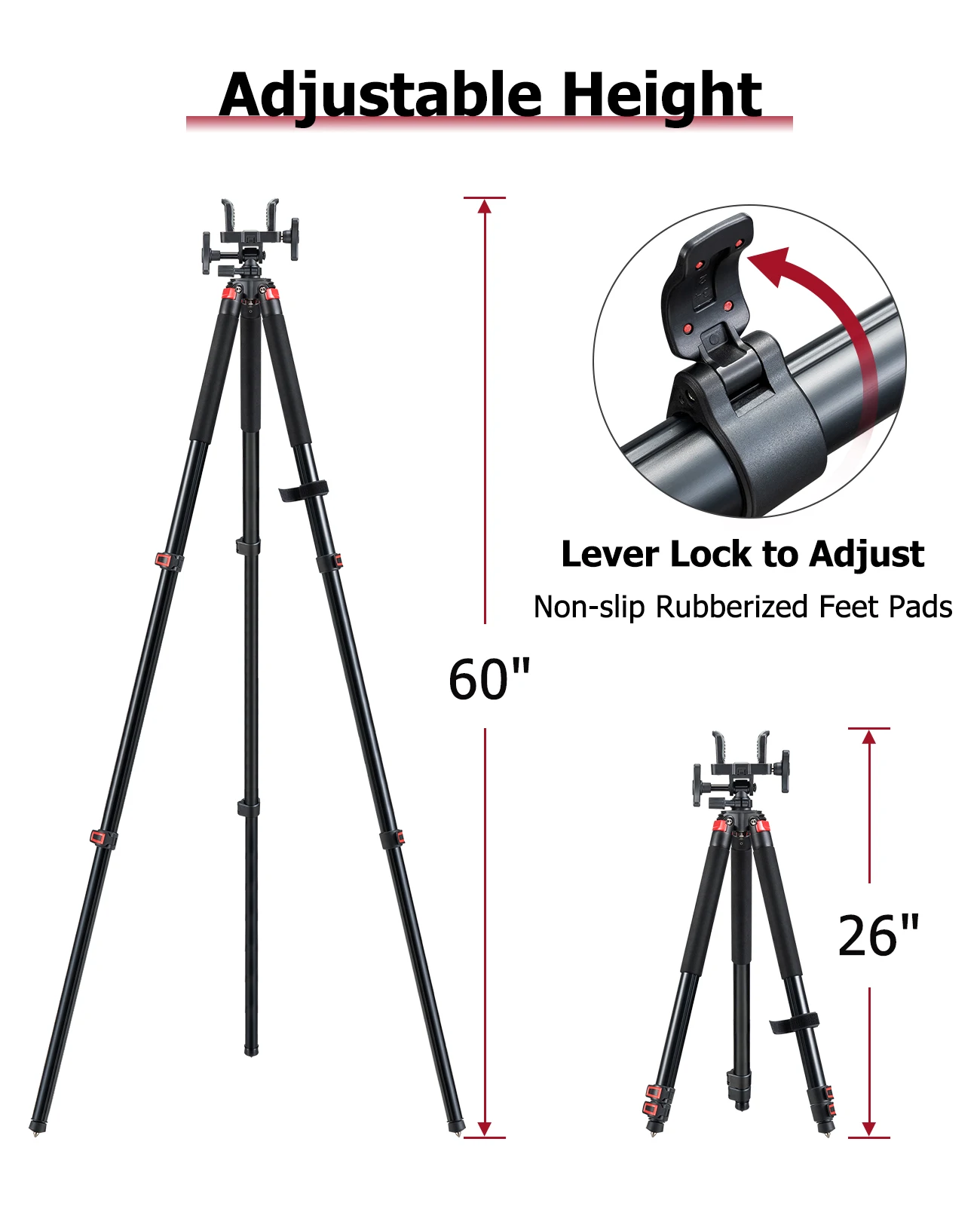 Hunting Rest with Sturdy Aluminum Frame Lightweight Provides Stability Adjustable Legs Hands-Free Operation Outdoors