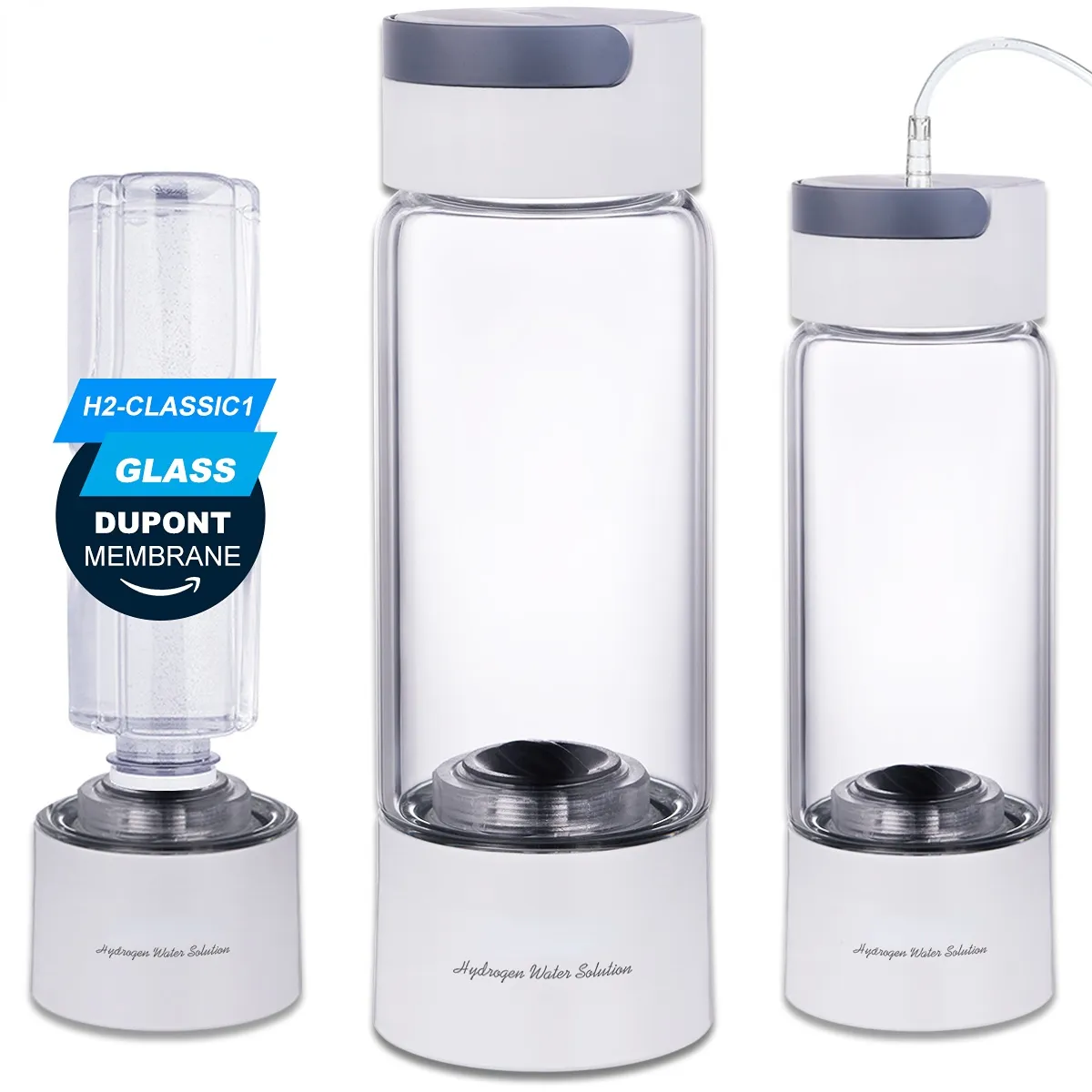 Hydrogen Rich Water Generator Bottle Glass Cup body DuPont SPE/PEM Dual Chamber Maker lonizer – H2 Inhalation device