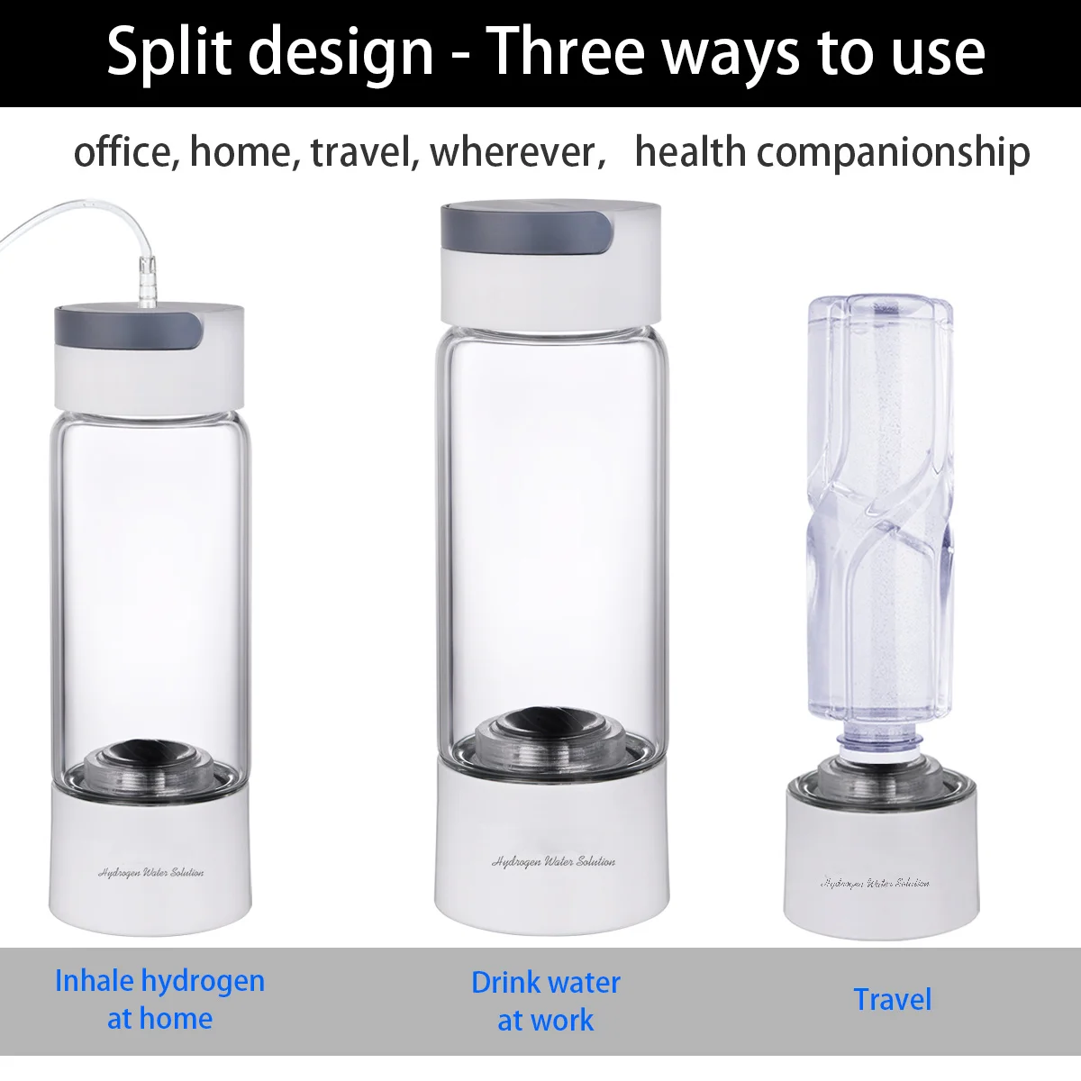 Hydrogen Rich Water Generator Bottle Glass Cup body DuPont SPE/PEM Dual Chamber Maker lonizer – H2 Inhalation device