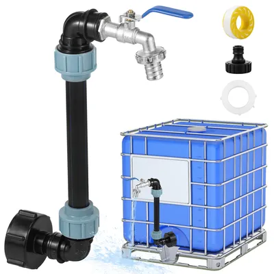 IBC Tank Gooseneck Adapter Set Zinc Alloy with Brass Tap 3/4 Inch Outlet Tap for 1000L Rainwater Tank Rain Barrel IBC IBC Tank Gooseneck Adapter Set Zinc Alloy with Brass Tap 3/4 Inch Outlet Tap for 1000L Rainwater Tank Rain Barrel IBC