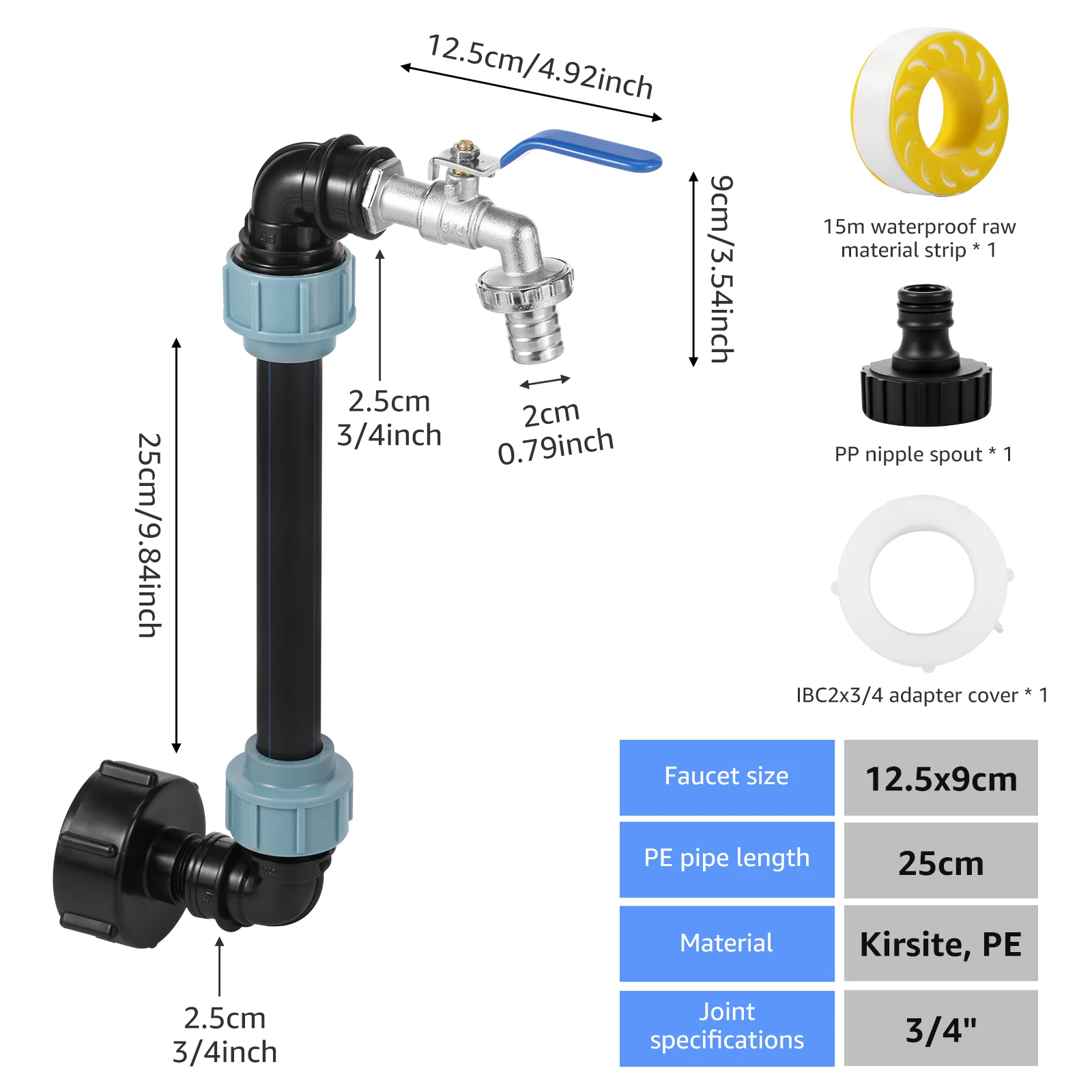 IBC Tank Gooseneck Adapter Set Zinc Alloy with Brass Tap 3/4 Inch Outlet Tap for 1000L Rainwater Tank Rain Barrel IBC IBC Tank Gooseneck Adapter Set Zinc Alloy with Brass Tap 3/4 Inch Outlet Tap for 1000L Rainwater Tank Rain Barrel IBC