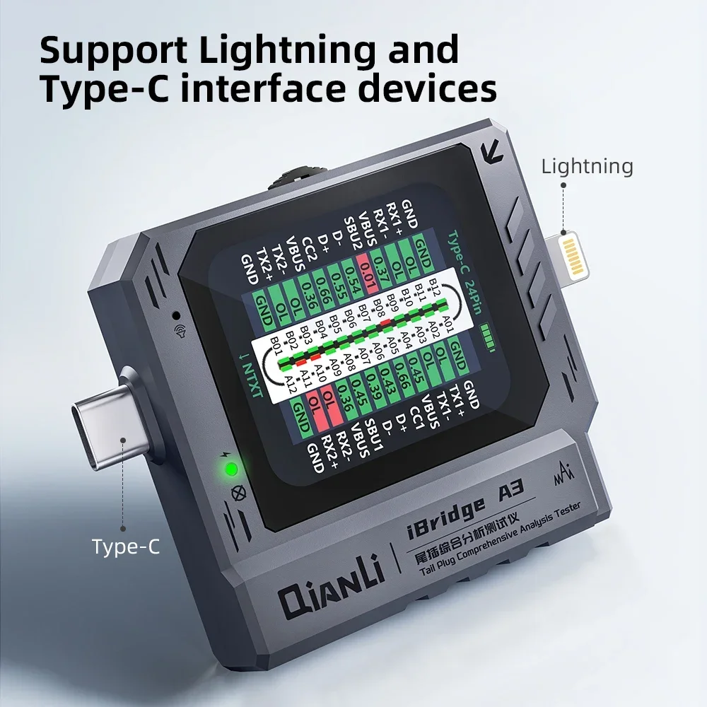 iBridge A3 Mobile Phone Tail Plug Detector Support Lightning and Type-C Interface Devices iBridge A3 Mobile Phone Tail Plug Detector Support Lightning and Type-C Interface Devices