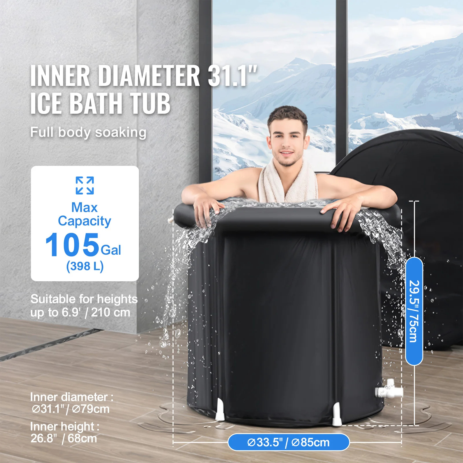 Ice Bath Tub Cold Water Therapy Plunge Tub for Athletes Portable Outdoor Ice Barrel Plunge Pool Inflatable Ice Bathtub Ice Bath Tub Cold Water Therapy Plunge Tub for Athletes Portable Outdoor Ice Barrel Plunge Pool Inflatable Ice Bathtub