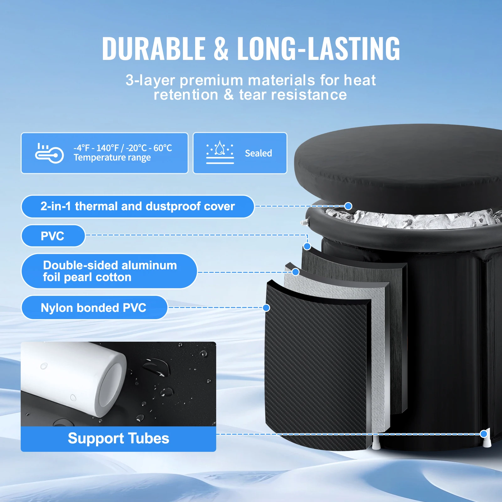 Ice Bath Tub Cold Water Therapy Plunge Tub for Athletes Portable Outdoor Ice Barrel Plunge Pool Inflatable Ice Bathtub Ice Bath Tub Cold Water Therapy Plunge Tub for Athletes Portable Outdoor Ice Barrel Plunge Pool Inflatable Ice Bathtub
