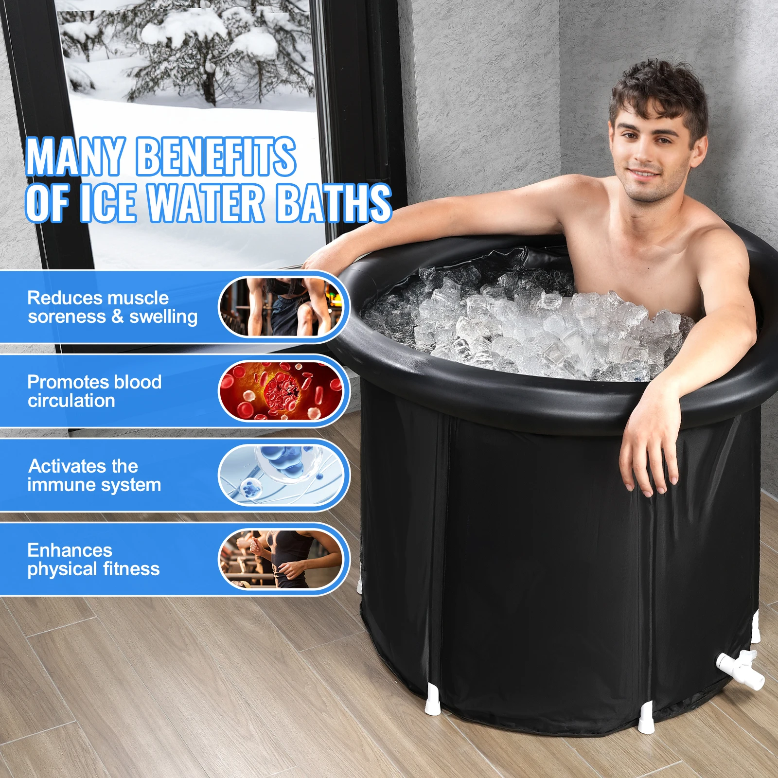 Ice Bath Tub Cold Water Therapy Plunge Tub for Athletes Portable Outdoor Ice Barrel Plunge Pool Inflatable Ice Bathtub Ice Bath Tub Cold Water Therapy Plunge Tub for Athletes Portable Outdoor Ice Barrel Plunge Pool Inflatable Ice Bathtub