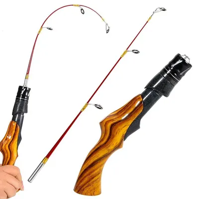 Ice Fishing Rod Portable Carbon Fiber River Shrimp Carp Fishing Pole 50CM Mini 2 Sections Winter Fishing Rod Pesca