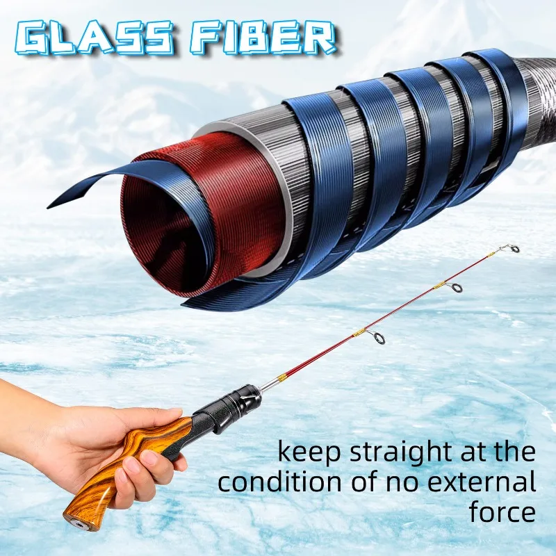 Ice Fishing Rod Portable Carbon Fiber River Shrimp Carp Fishing Pole 50CM Mini 2 Sections Winter Fishing Rod Pesca