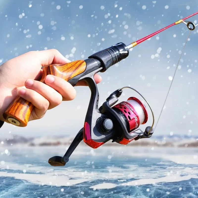 Ice Fishing Rod Portable Carbon Fiber River Shrimp Carp Fishing Pole 50CM Mini 2 Sections Winter Fishing Rod Pesca