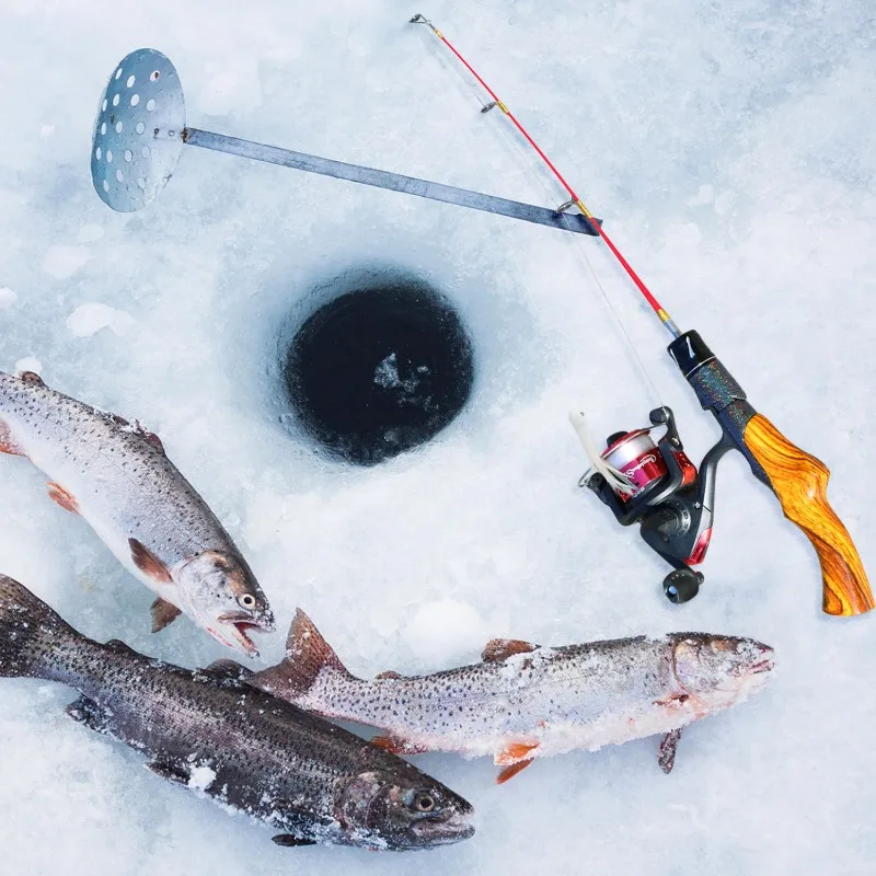 Ice Fishing Rod Portable Carbon Fiber River Shrimp Carp Fishing Pole 50CM Mini 2 Sections Winter Fishing Rod Pesca
