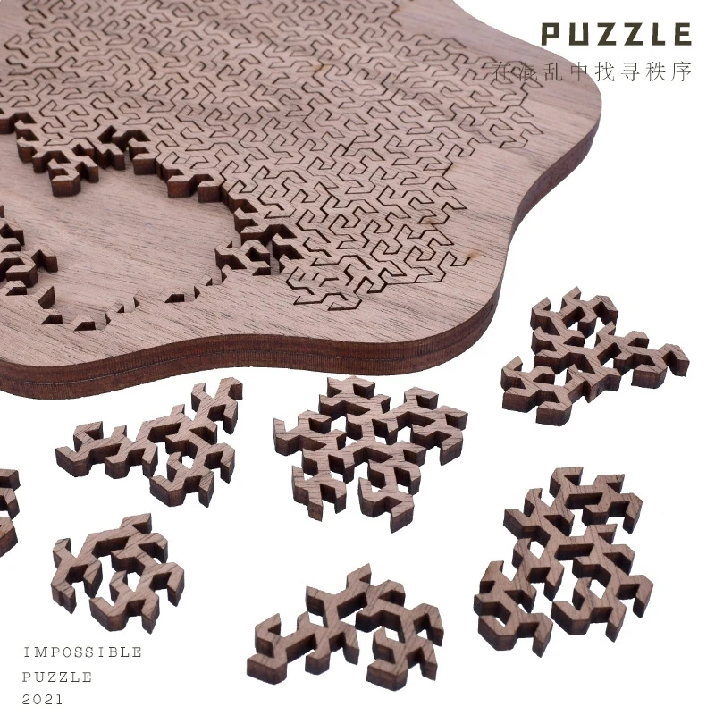 Impossible Wooden Puzzle IQ Puzzles for Adults Impossible Jig Saw Puzzles Brain-teaser Ten Level Difficulty Tangram