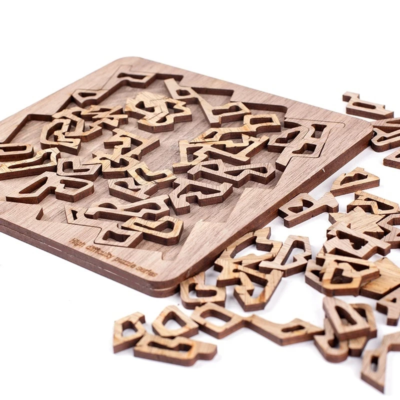 Impossible Wooden Puzzle IQ Puzzles for Adults Impossible Jig Saw Puzzles Brain-teaser Ten Level Difficulty Tangram