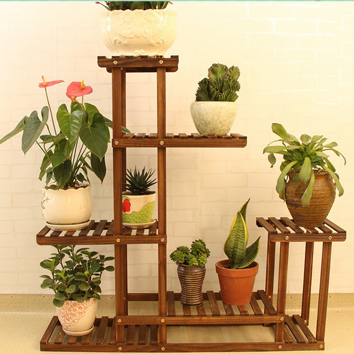 Indoor Plant Rack 5-Tier Wooden Stand