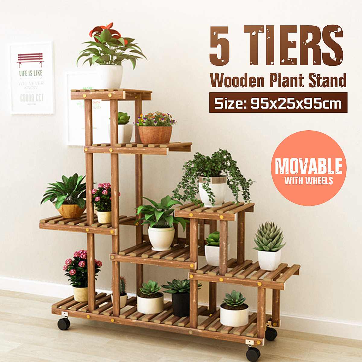 Indoor Plant Rack 5-Tier Wooden Stand Indoor Plant Rack 5-Tier Wooden Stand