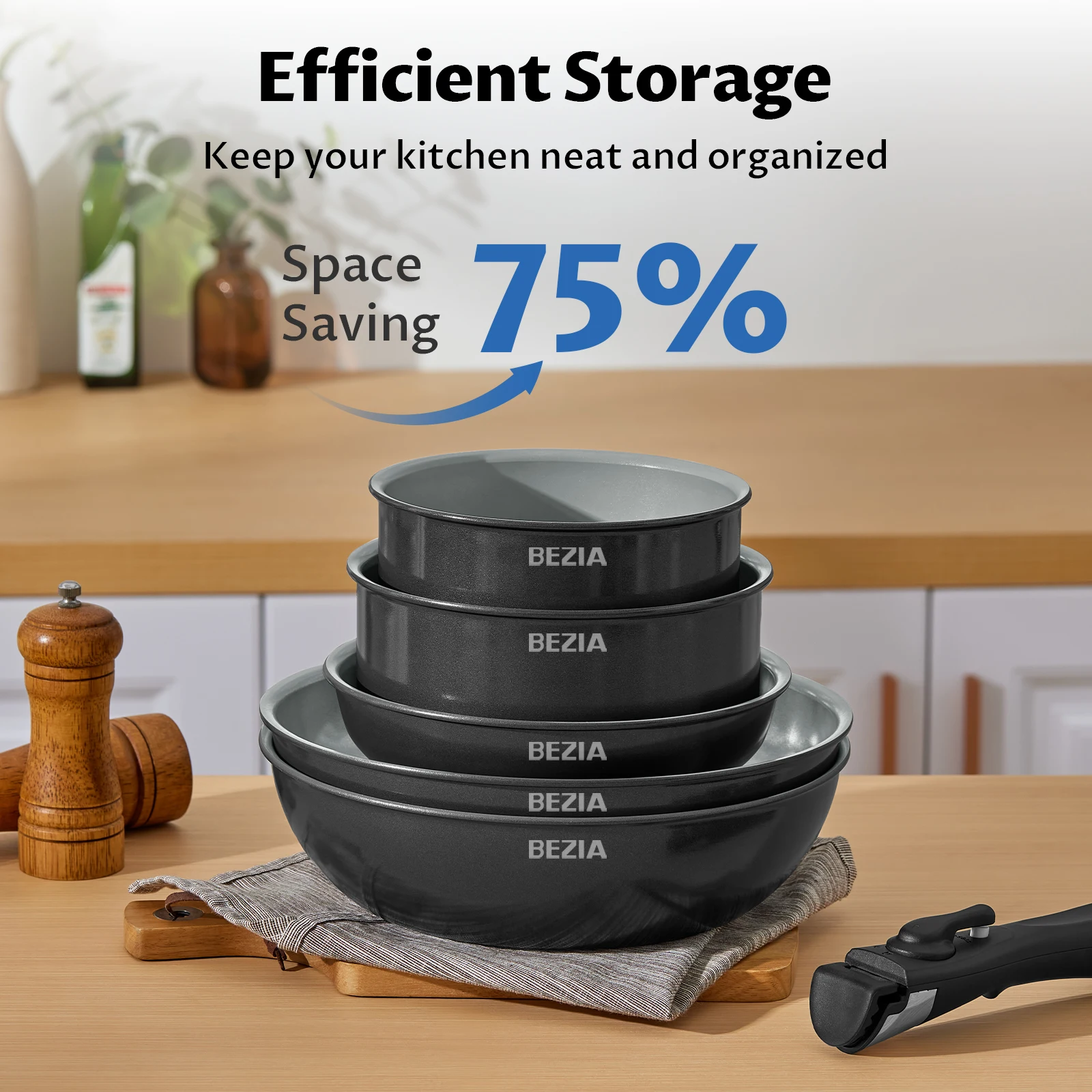 Induction Cookware with Healthy Ceramic Coating, Nonstick Pots and Pans Set 13pcs with Detachable Handles Induction Cookware with Healthy Ceramic Coating, Nonstick Pots and Pans Set 13pcs with Detachable Handles