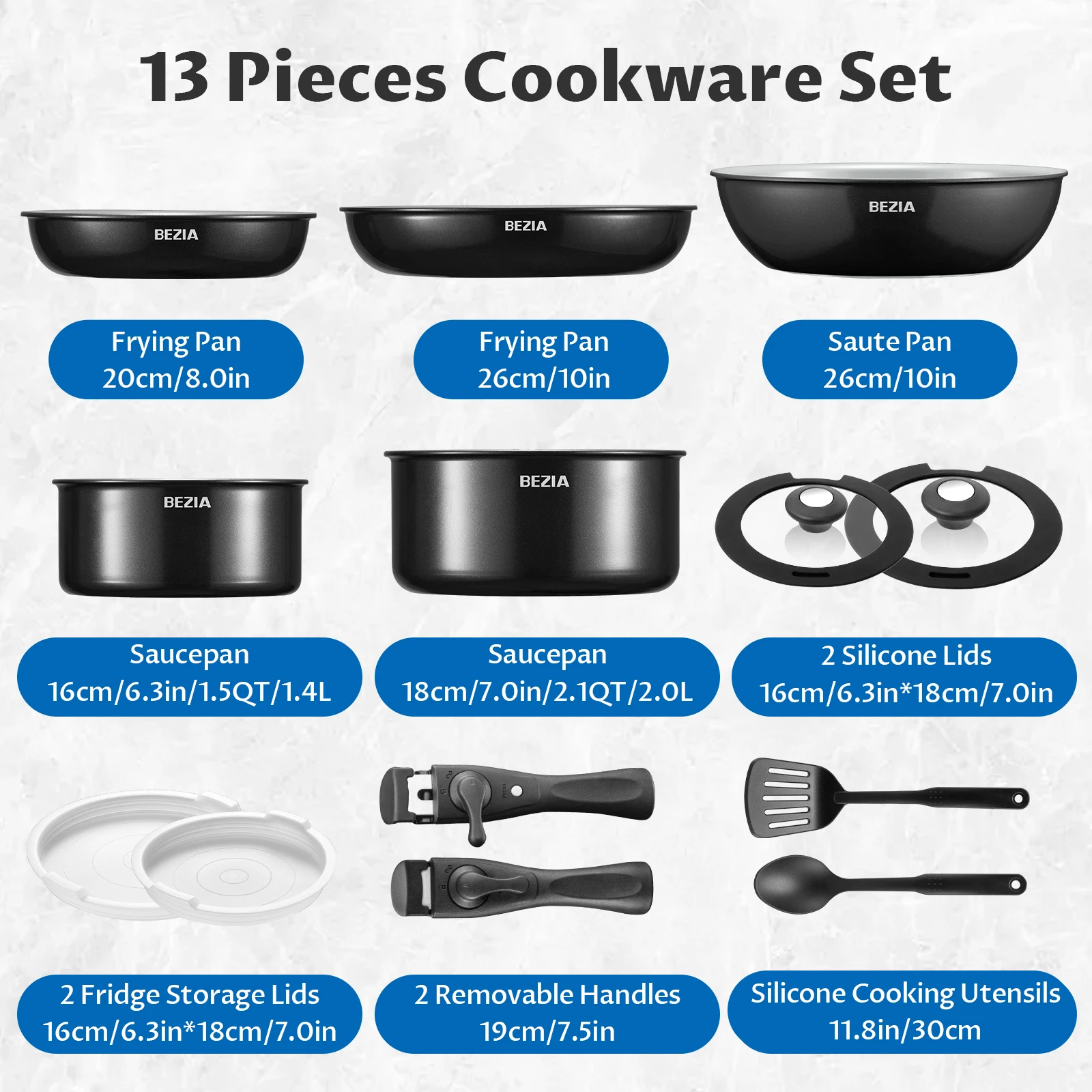 Induction Cookware with Healthy Ceramic Coating, Nonstick Pots and Pans Set 13pcs with Detachable Handles Induction Cookware with Healthy Ceramic Coating, Nonstick Pots and Pans Set 13pcs with Detachable Handles