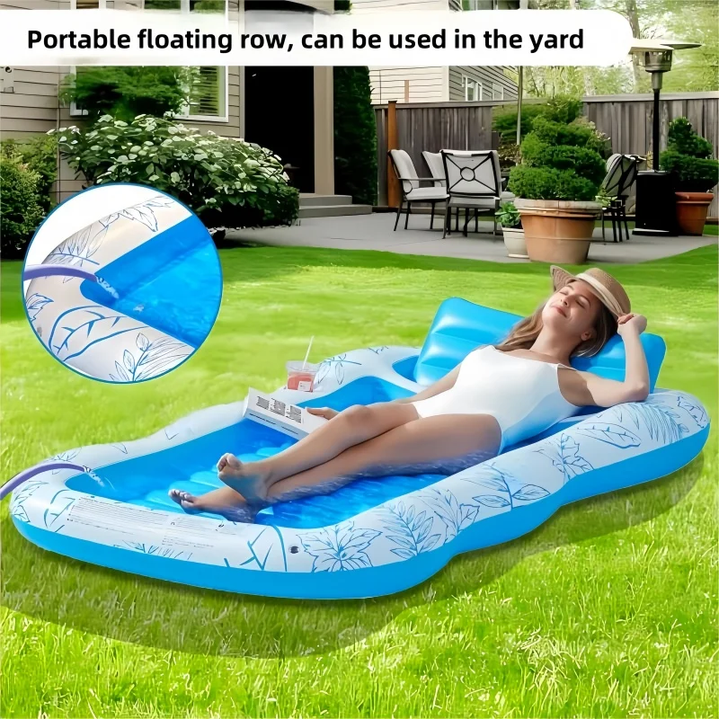 Inflatable Adult Pool Lounger Float – Large Beach Sun Tanning Floaty Raft Sunbathing Water Lounge Float Tub with Drink