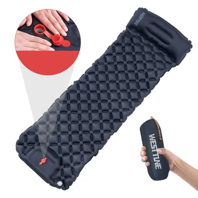 Inflatable Backpacking Mat with Built In Air Pump