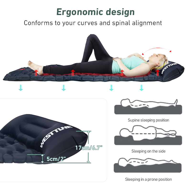 Inflatable Backpacking Mat with Built In Air Pump