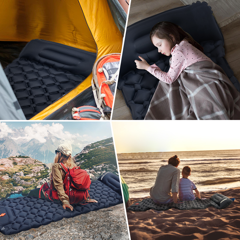 Inflatable Backpacking Mat with Built In Air Pump