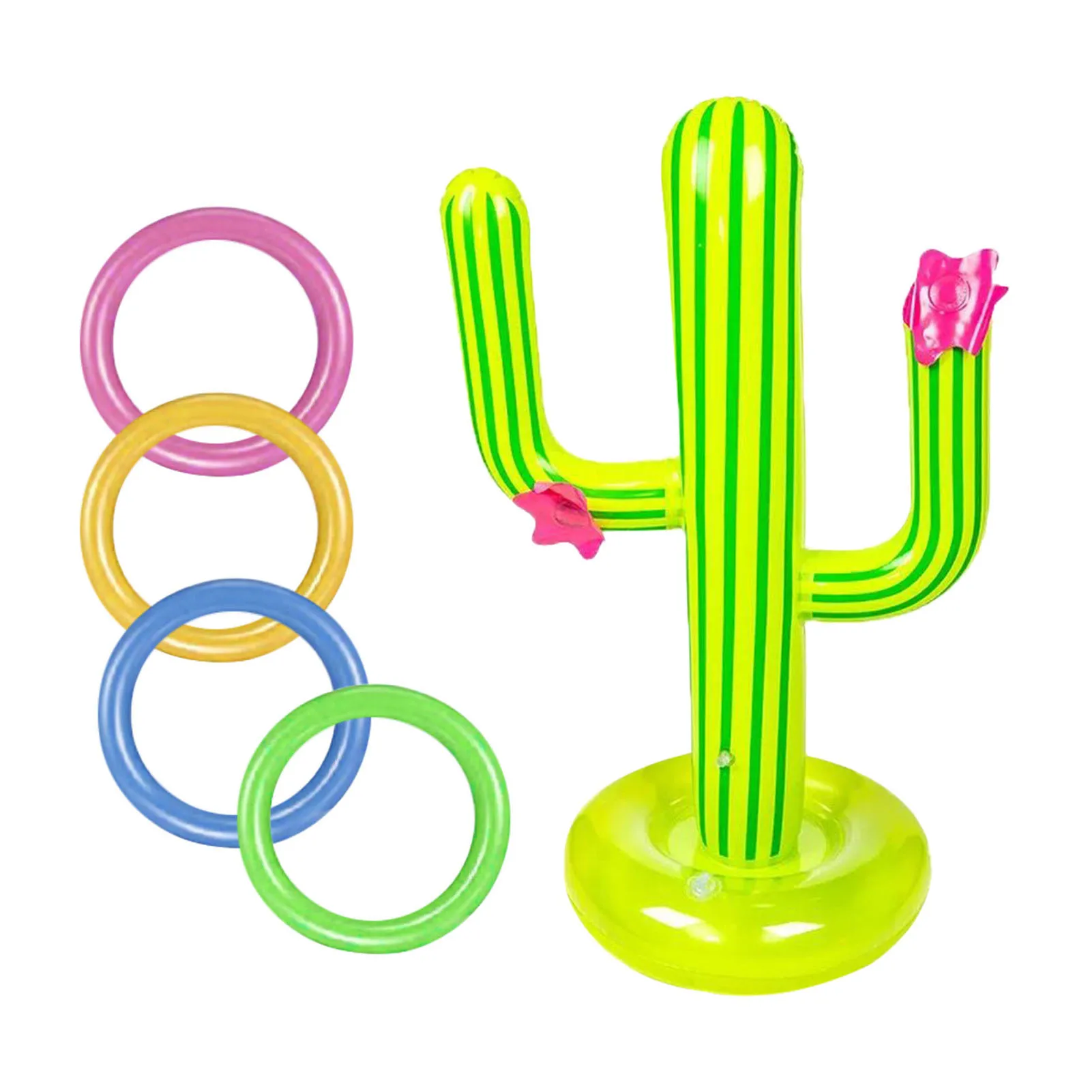 Inflatable Cactus Swimming Pool Ring Family Water Pool Party Toss Games With 4 Ring Parent-child Outdoor Summer Water