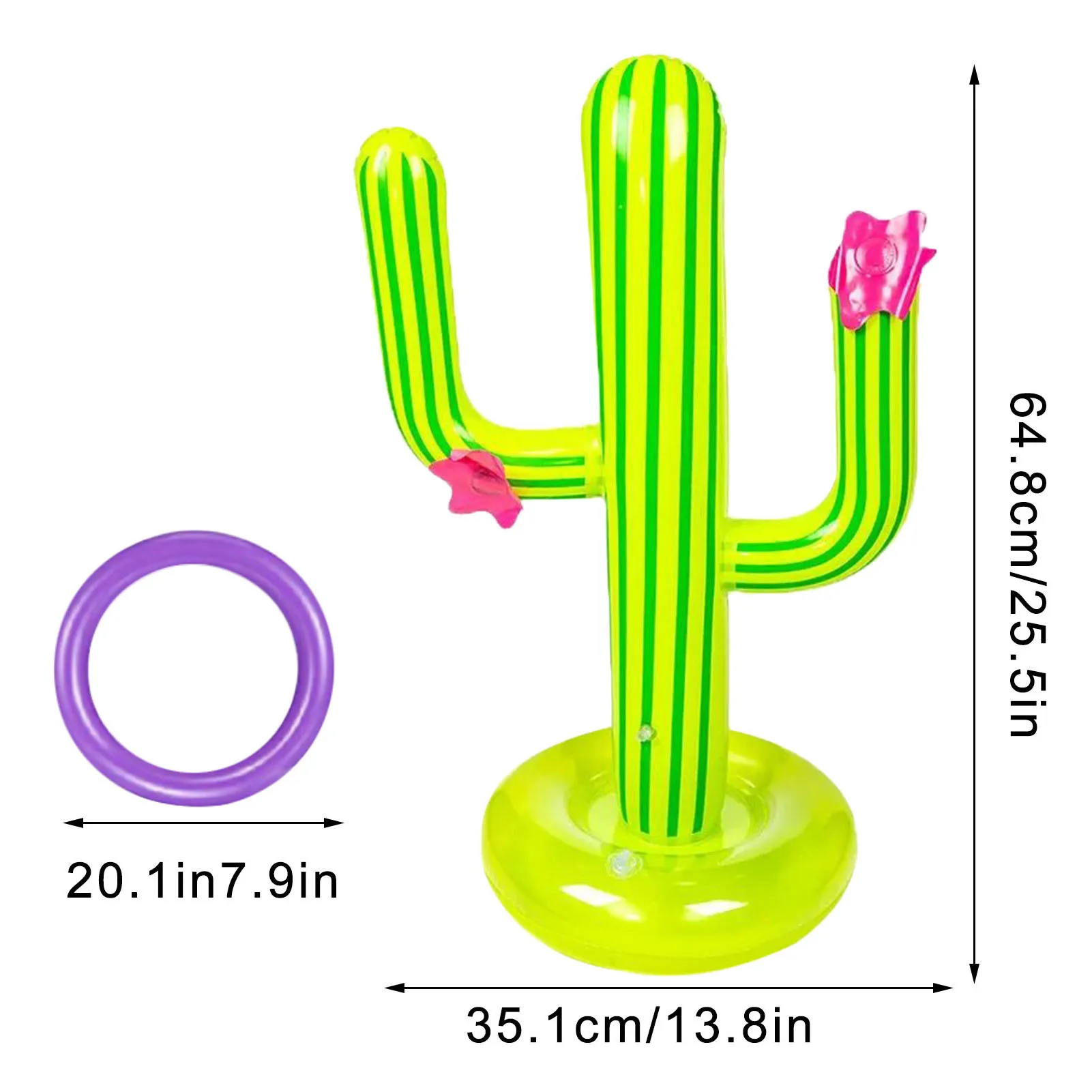 Inflatable Cactus Swimming Pool Ring Family Water Pool Party Toss Games With 4 Ring Parent-child Outdoor Summer Water
