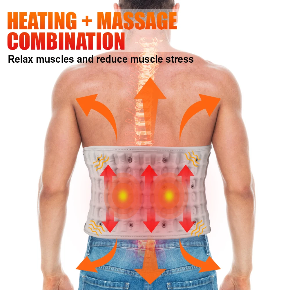 Inflatable Heating Vibration Massage Belt Waist Support Back Relief Fatigue Airbag Abdomen USB Rechargeable Comfort Inflatable Heating Vibration Massage Belt Waist Support Back Relief Fatigue Airbag Abdomen USB Rechargeable Comfort