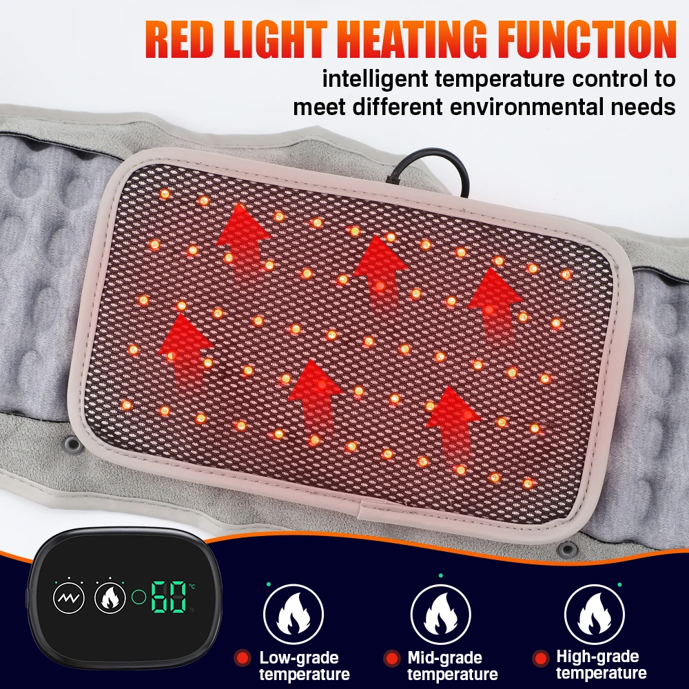 Inflatable Heating Vibration Massage Belt Waist Support Back Relief Fatigue Airbag Abdomen USB Rechargeable Comfort Inflatable Heating Vibration Massage Belt Waist Support Back Relief Fatigue Airbag Abdomen USB Rechargeable Comfort