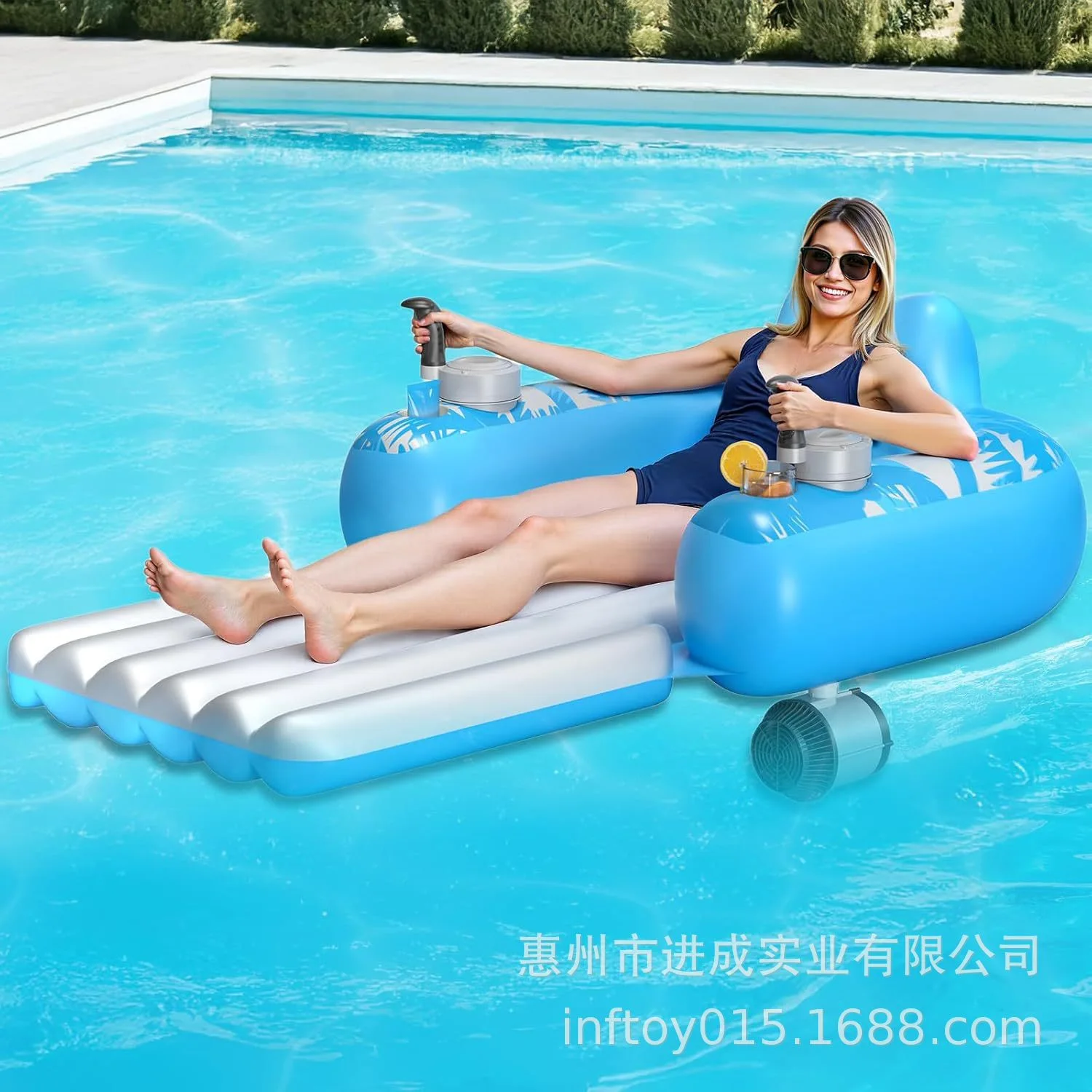 Inflatable Rechargeable Pool Motor Floating Row with Dual Motors and 2 Storage Compartments Adult Electric Water Lounge Inflatable Rechargeable Pool Motor Floating Row with Dual Motors and 2 Storage Compartments Adult Electric Water Lounge