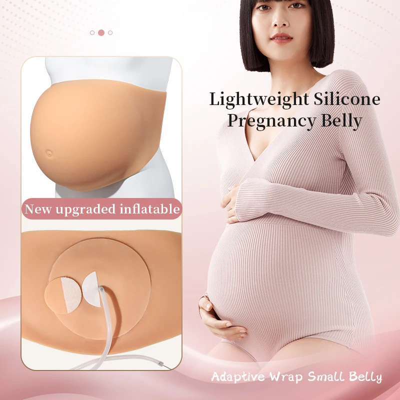 Inflatable Skinless Silicone Belly Lightweight Fake Pregnant Belly Props Transformation Unisex Belly Oversized Twins
